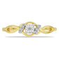 Goldplattierter Silberring mit weißem Diamant und weißem Zirkon