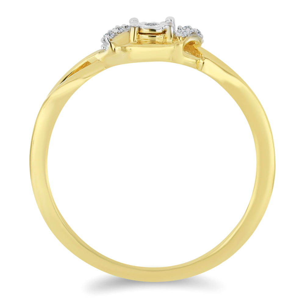 Goldplattierter Silberring mit weißem Diamant und weißem Zirkon 2 