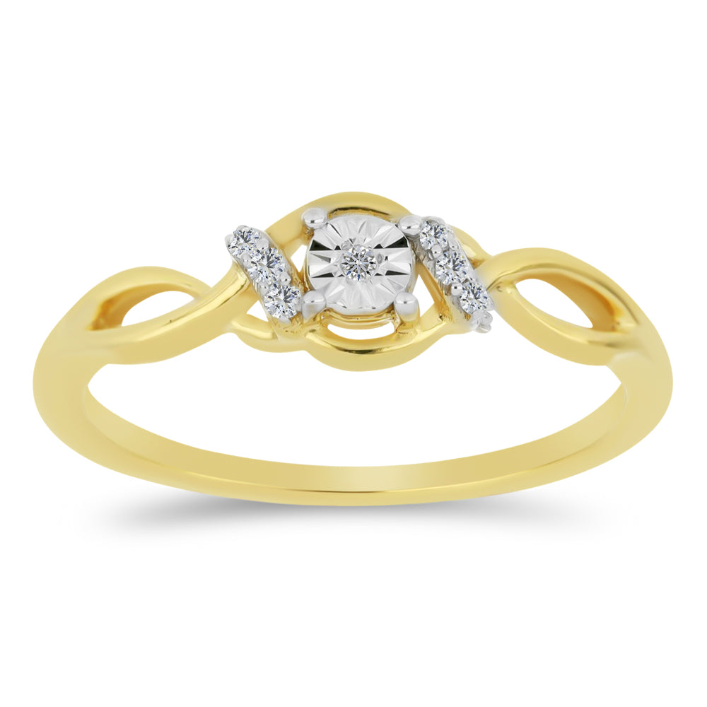 Goldplattierter Silberring mit weißem Diamant und weißem Zirkon 3 