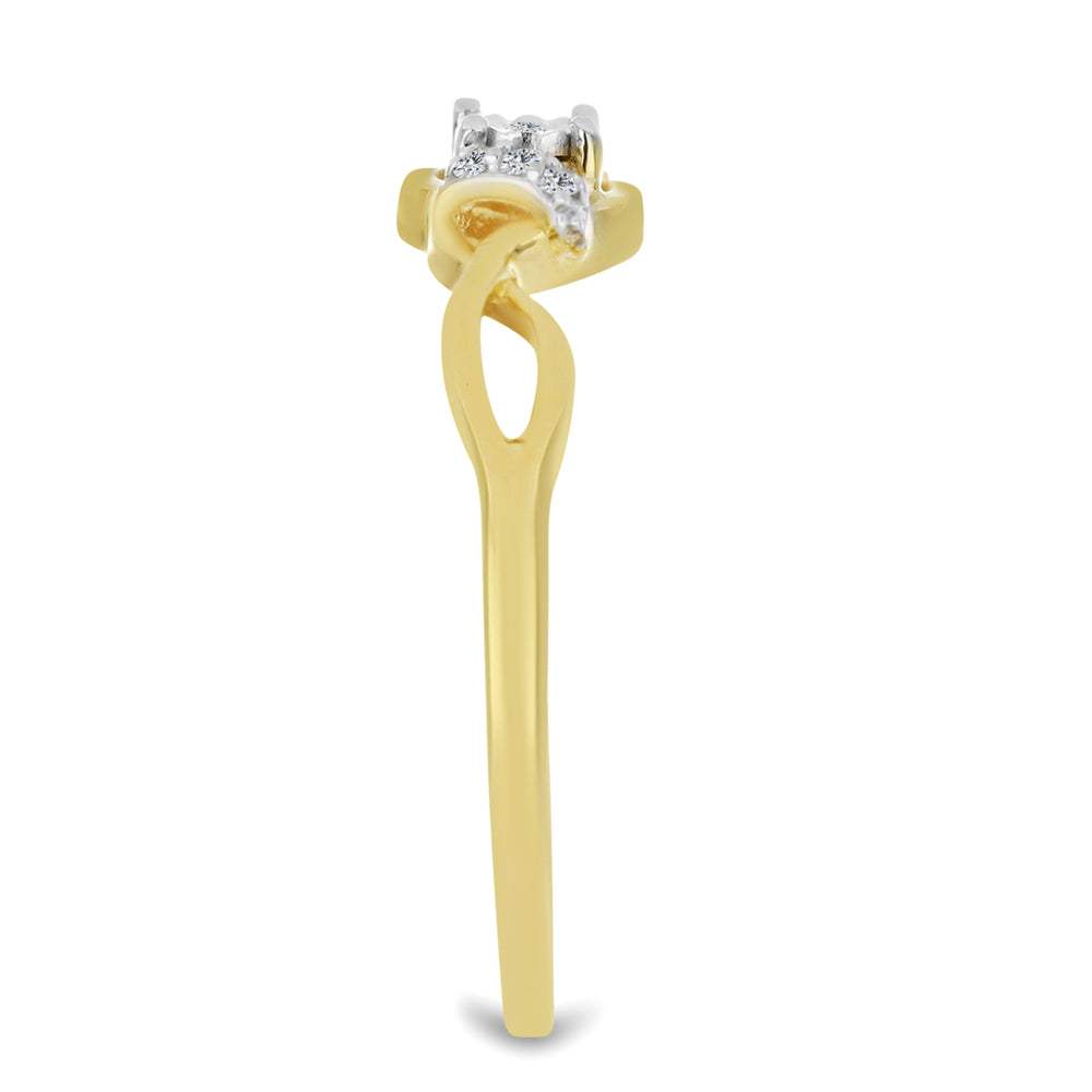 Goldplattierter Silberring mit weißem Diamant und weißem Zirkon