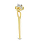 Goldplattierter Silberring mit weißem Diamant und weißem Zirkon