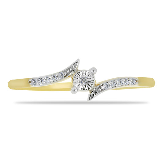 Goldplattierter Silberring mit weißem Diamant und weißem Zirkon