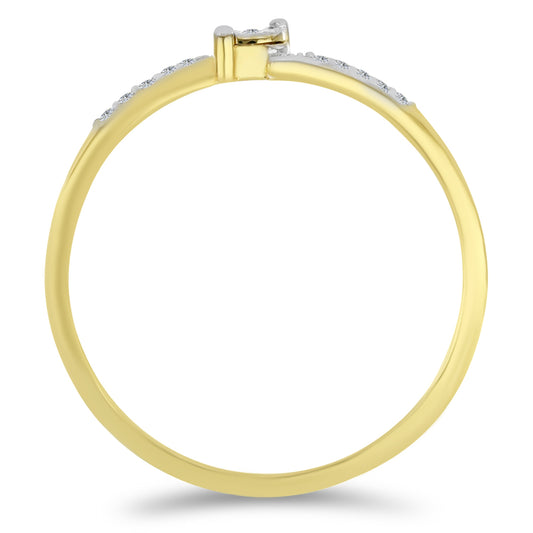 Goldplattierter Silberring mit weißem Diamant und weißem Zirkon