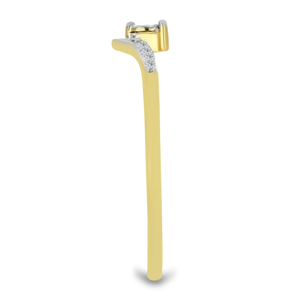 Goldplattierter Silberring mit weißem Diamant und weißem Zirkon 4 