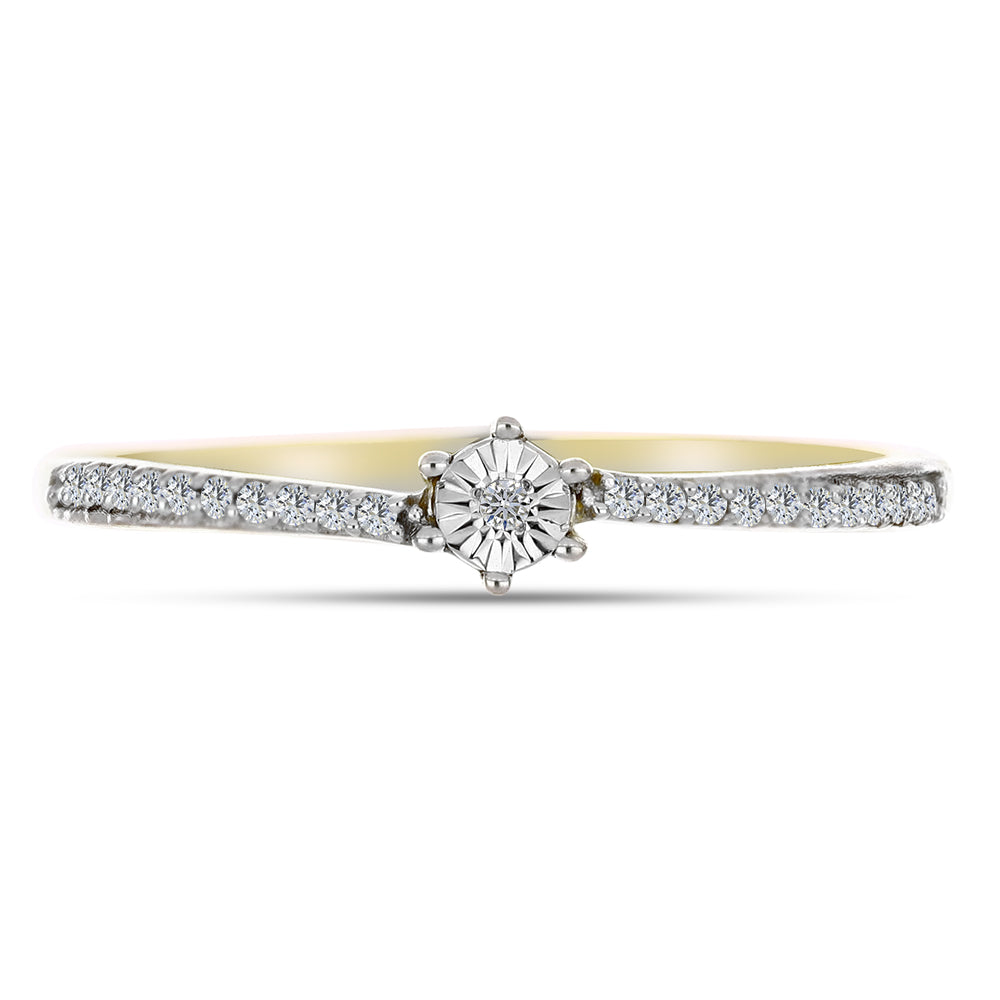 Goldplattierter Silberring mit weißem Diamant und weißem Zirkon 1 