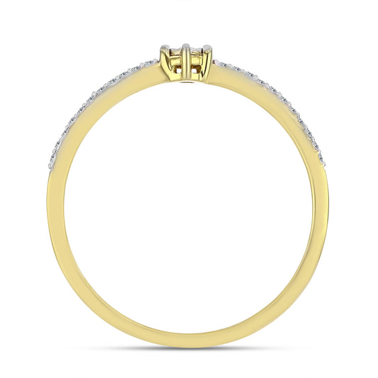 Goldplattierter Silberring mit weißem Diamant und weißem Zirkon