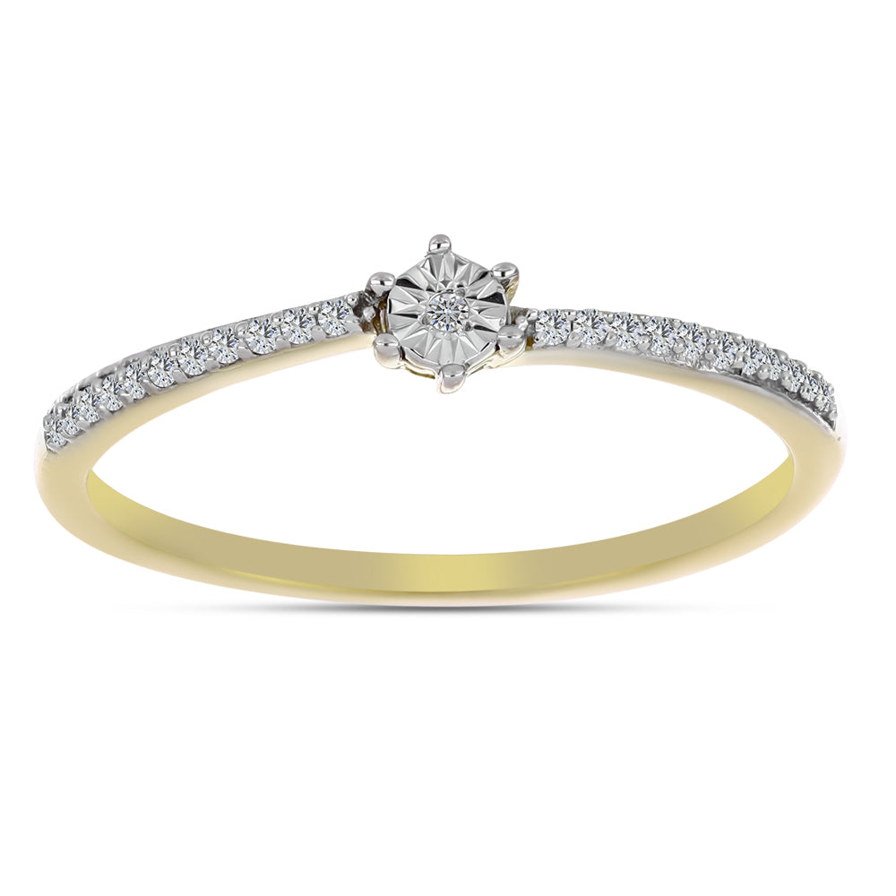 Goldplattierter Silberring mit weißem Diamant und weißem Zirkon