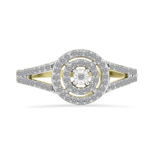 Goldplattierter Silberring mit weißem Diamant und weißem Zirkon