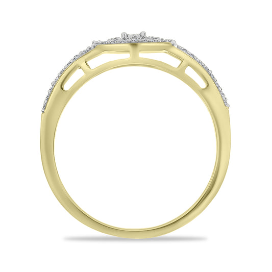 Goldplattierter Silberring mit weißem Diamant und weißem Zirkon