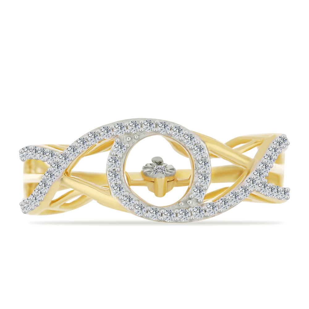 Goldplattierter Silberring mit weißem Diamant und weißem Zirkon