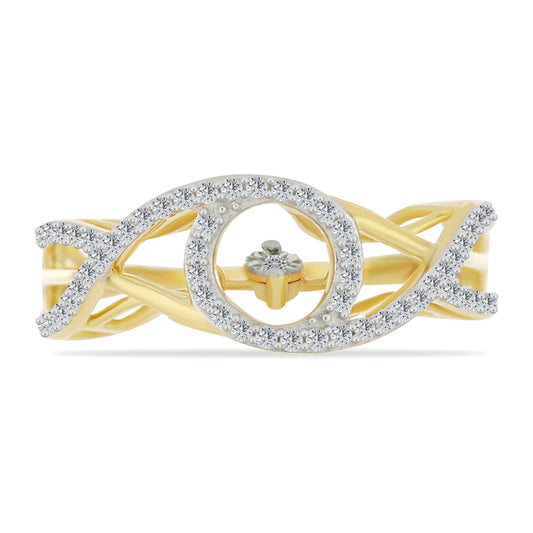 Goldplattierter Silberring mit weißem Diamant und weißem Zirkon