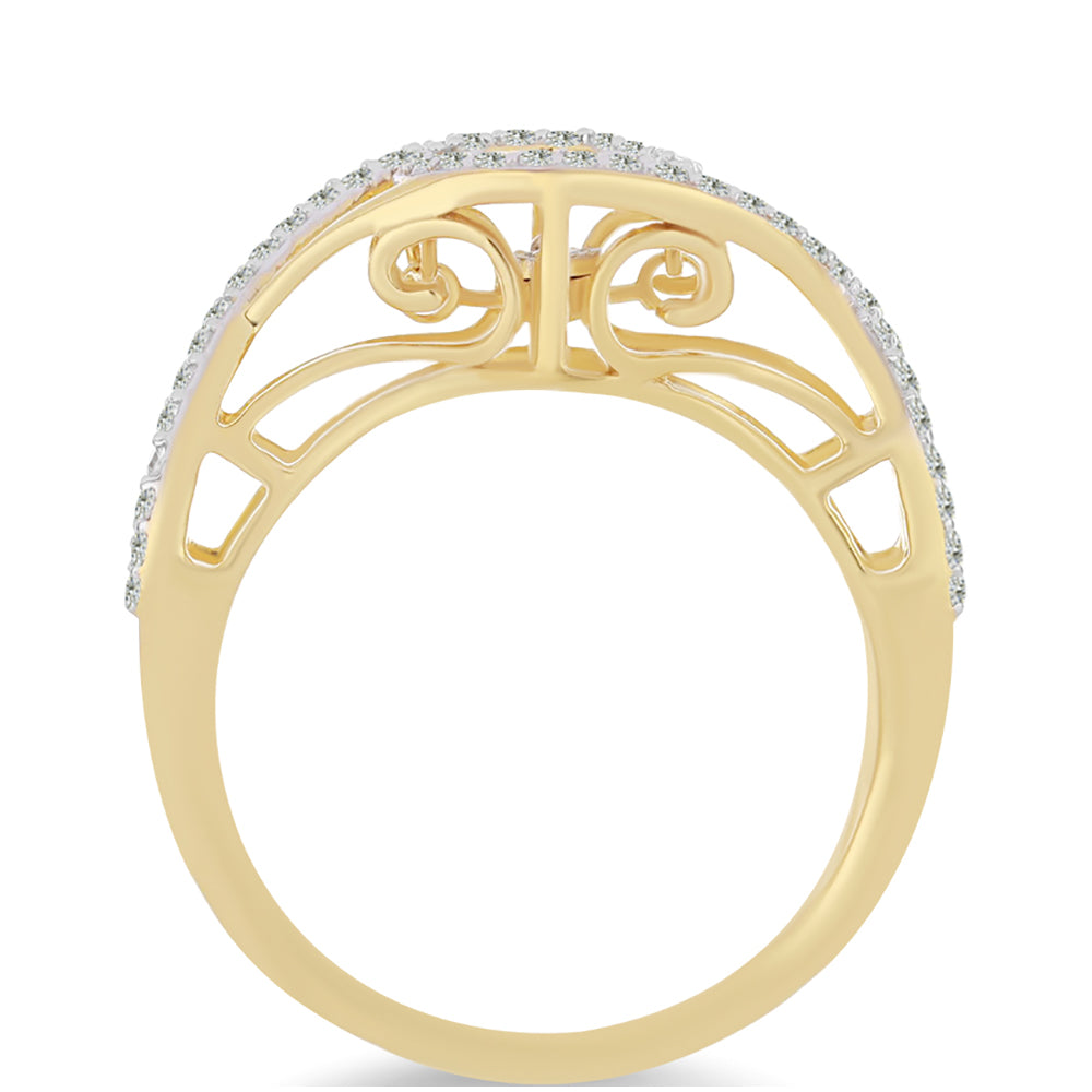 Goldplattierter Silberring mit weißem Diamant und weißem Zirkon 6 