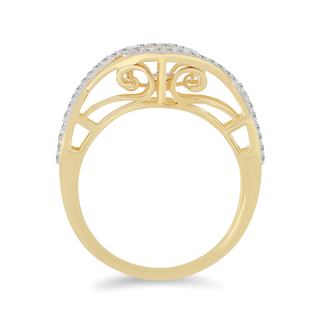 Goldplattierter Silberring mit weißem Diamant und weißem Zirkon 2 