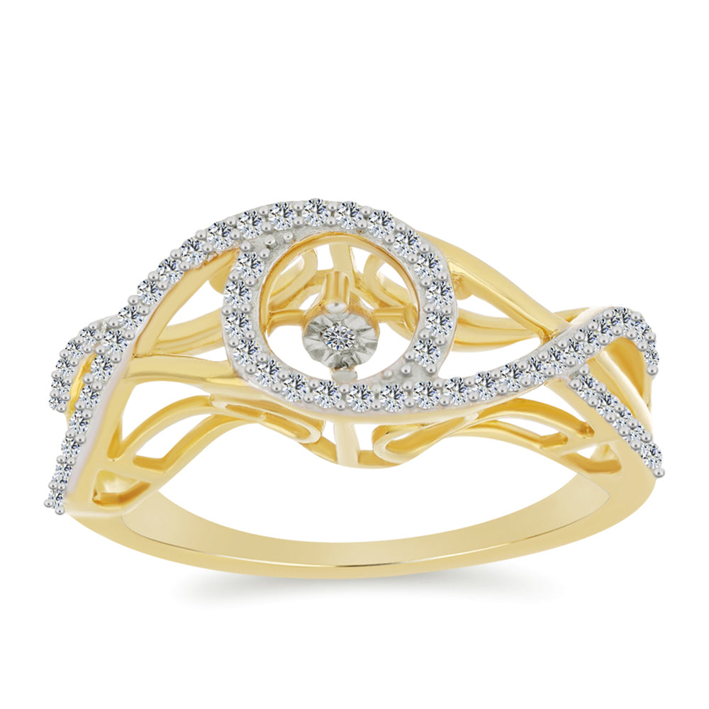 Goldplattierter Silberring mit weißem Diamant und weißem Zirkon 7 