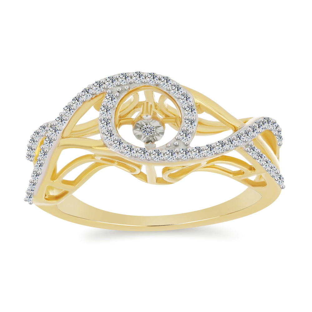 Goldplattierter Silberring mit weißem Diamant und weißem Zirkon 3 