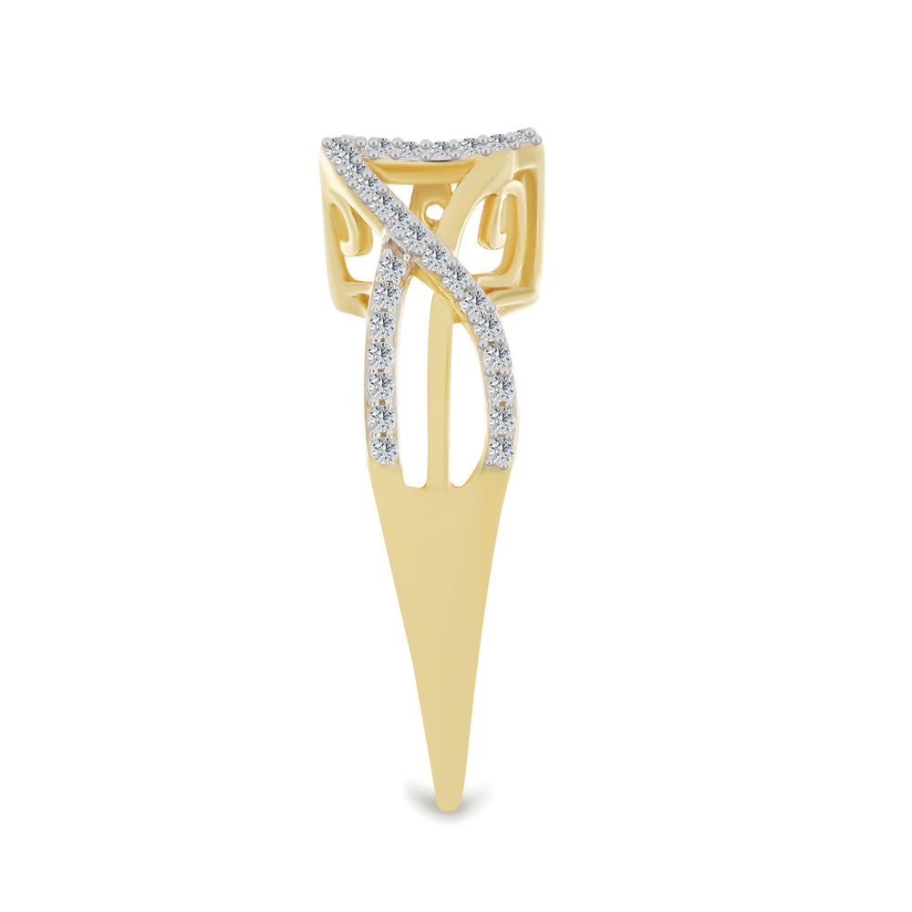 Goldplattierter Silberring mit weißem Diamant und weißem Zirkon 4 