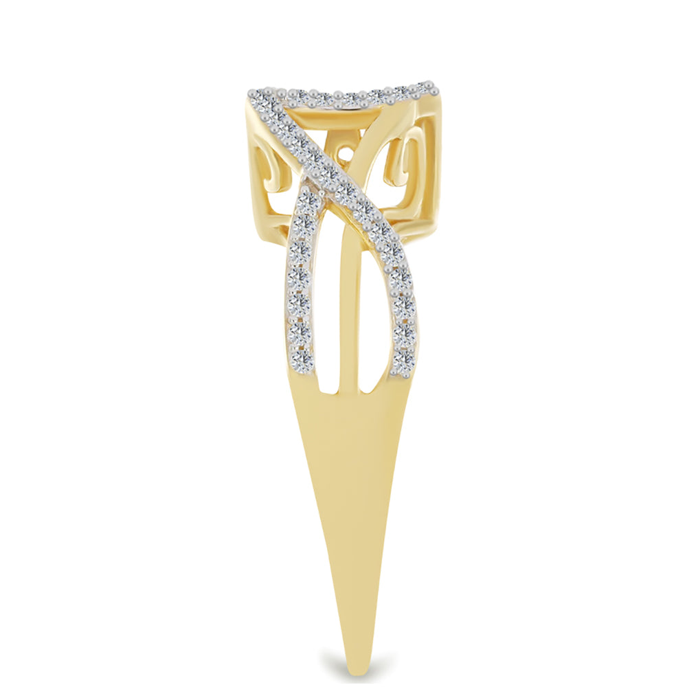 Goldplattierter Silberring mit weißem Diamant und weißem Zirkon 8 