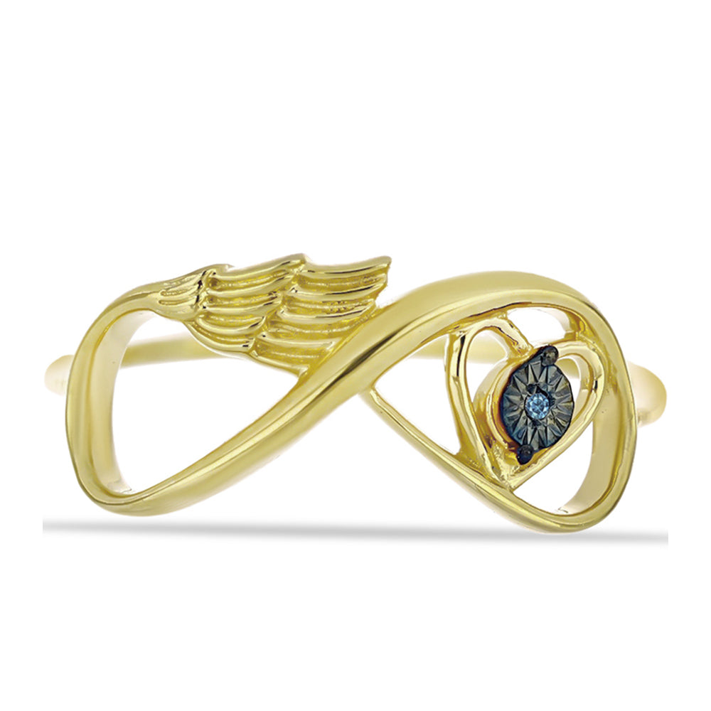 Goldplattierter Silberring mit blauem Diamant 5 