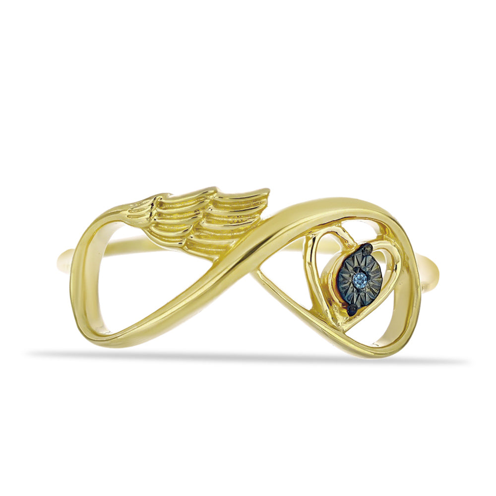 Goldplattierter Silberring mit blauem Diamant 1 