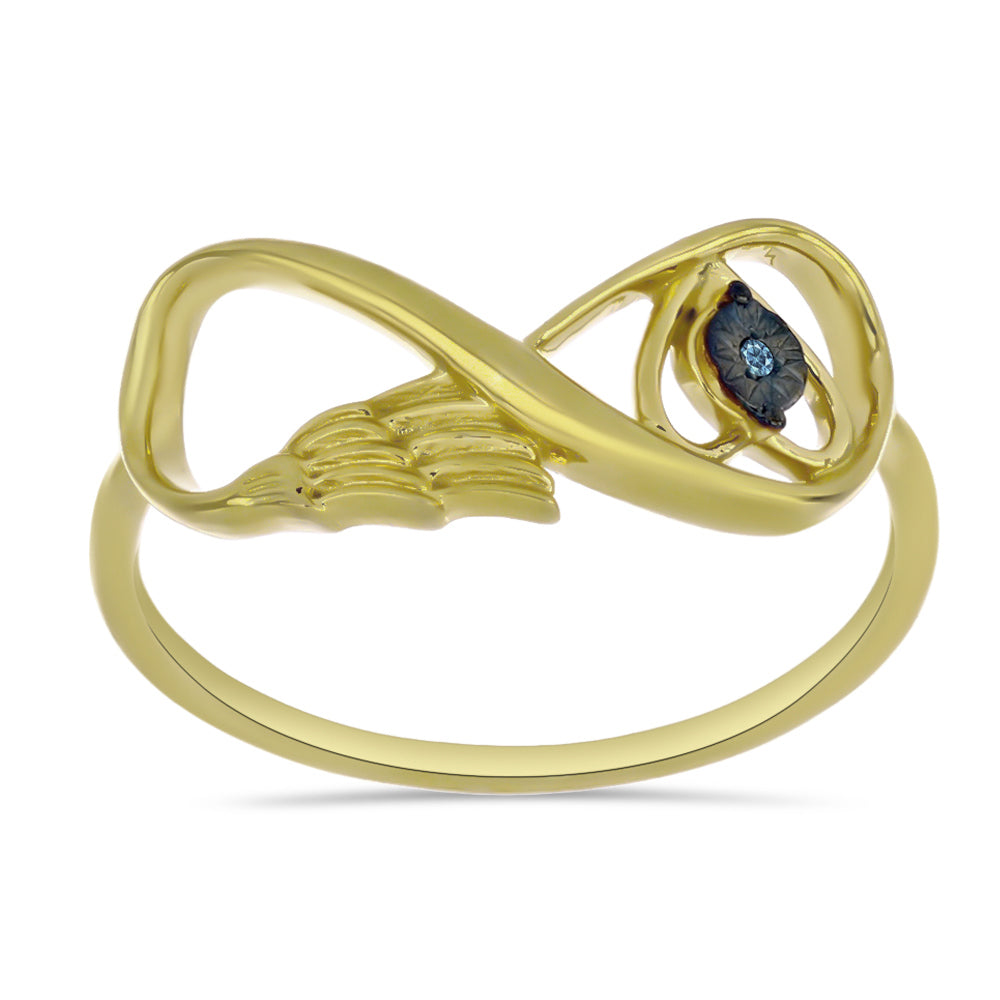 Goldplattierter Silberring mit blauem Diamant