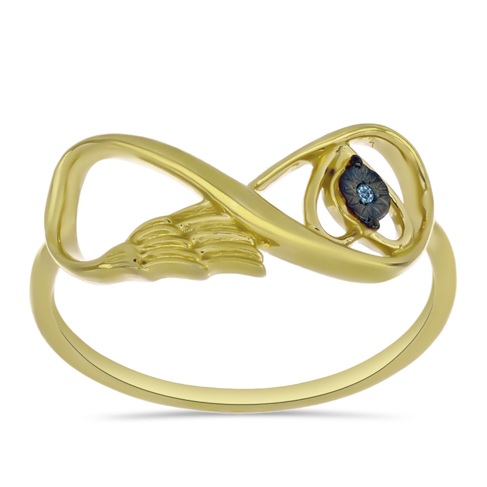 Goldplattierter Silberring mit blauem Diamant 7 