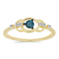 Goldplattierter Silberring mit blauem Diamant und weißem Zirkon