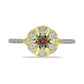 Goldplattierter Silberring mit rotem Diamant und weißem Zirkon