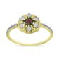Goldplattierter Silberring mit rotem Diamant und weißem Zirkon