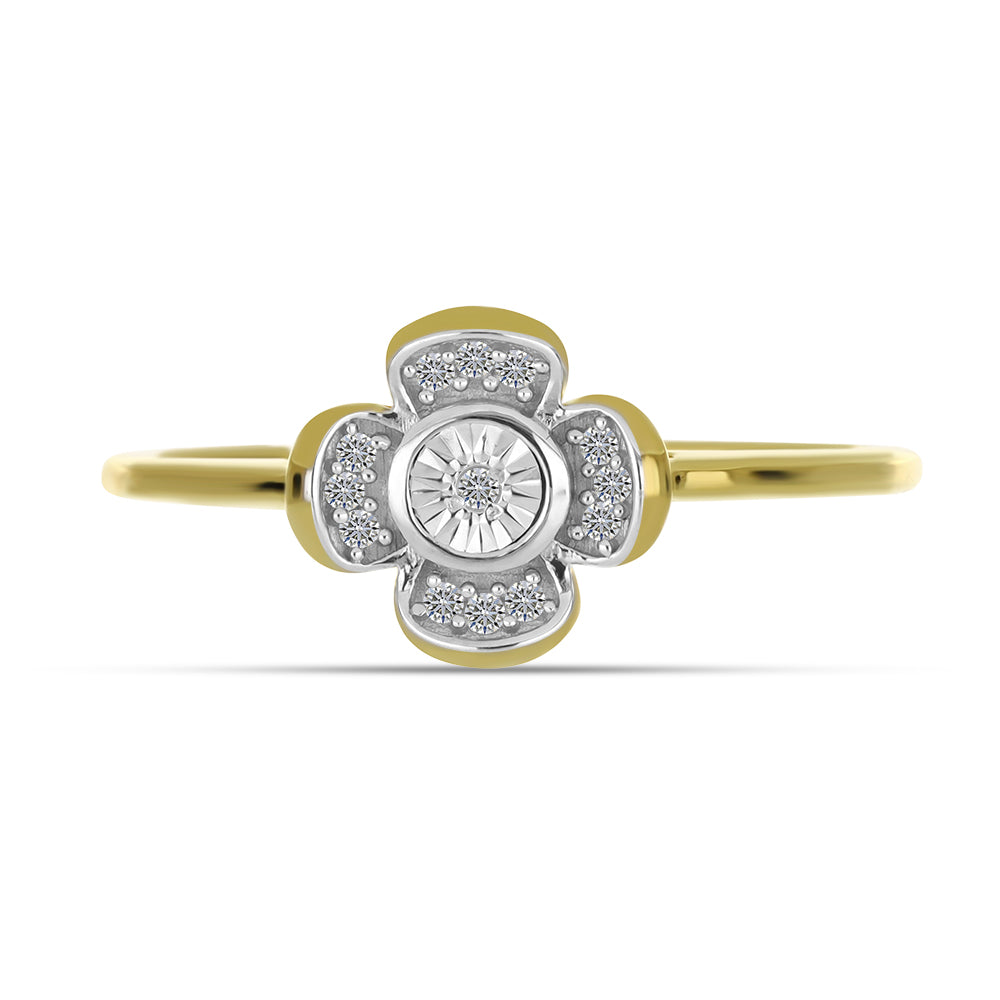 Goldplattierter Silberring mit weißem Diamant und weißem Zirkon