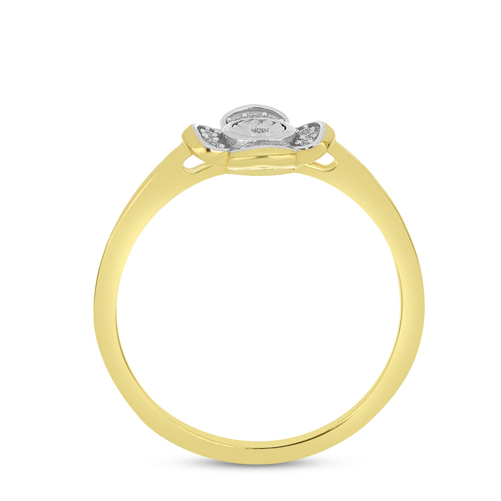 Goldplattierter Silberring mit weißem Diamant und weißem Zirkon 2 