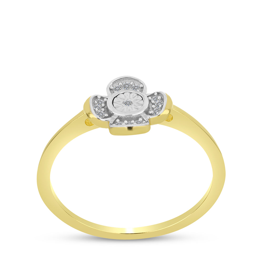 Goldplattierter Silberring mit weißem Diamant und weißem Zirkon 3 