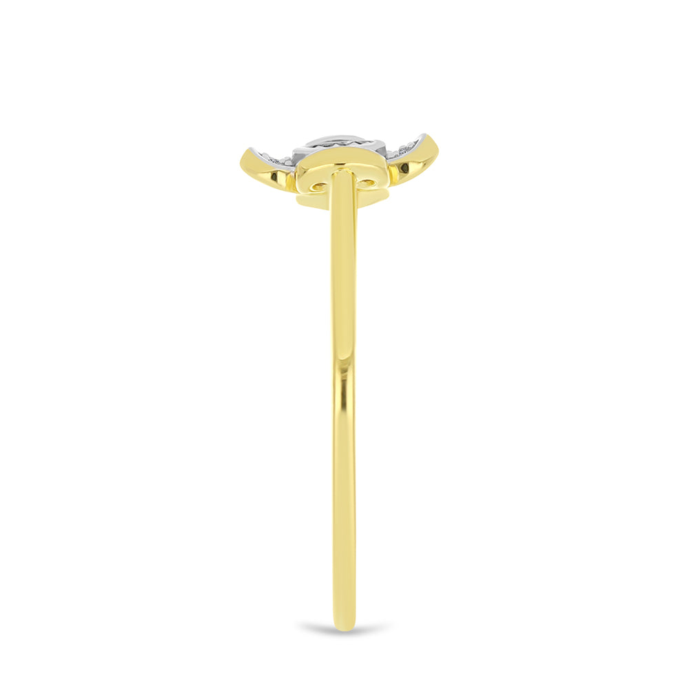 Goldplattierter Silberring mit weißem Diamant und weißem Zirkon 4 