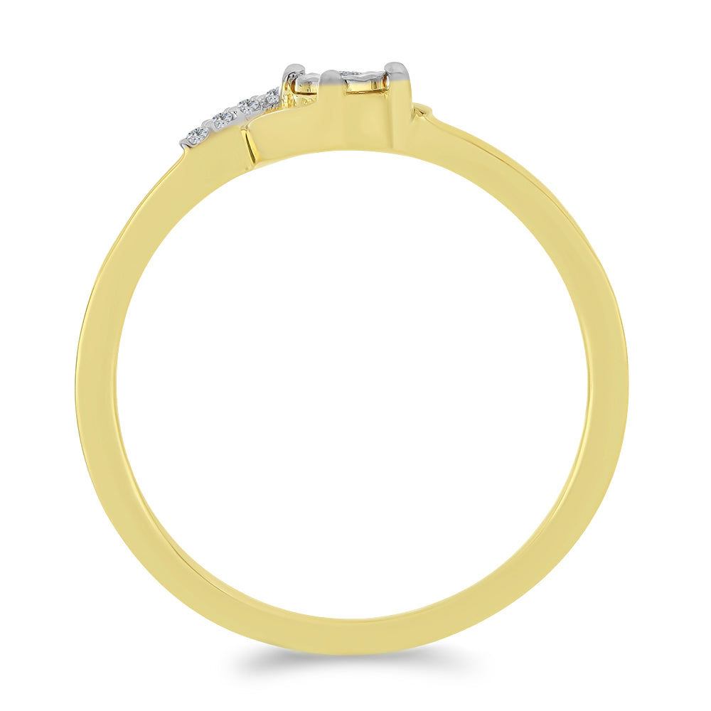 Goldplattierter Silberring mit weißem Diamant und weißem Zirkon