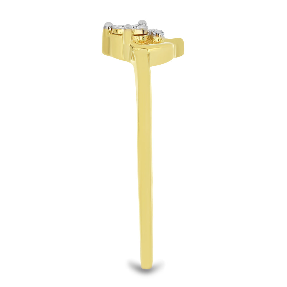 Goldplattierter Silberring mit weißem Diamant und weißem Zirkon
