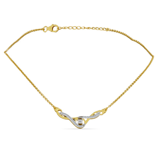 Goldplattierte Silberhalskette mit weißem Diamant und weißem Zirkon