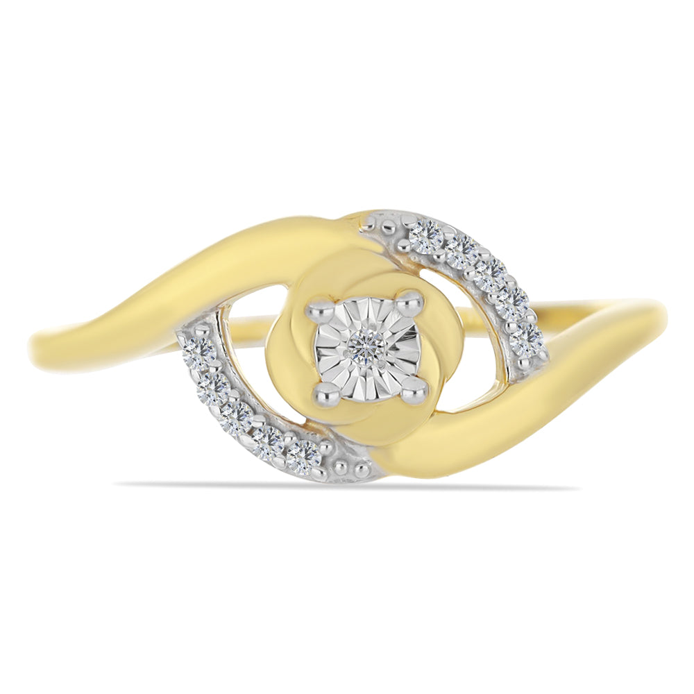 Goldplattierter Silberring mit weißem Diamant und weißem Zirkon 1 