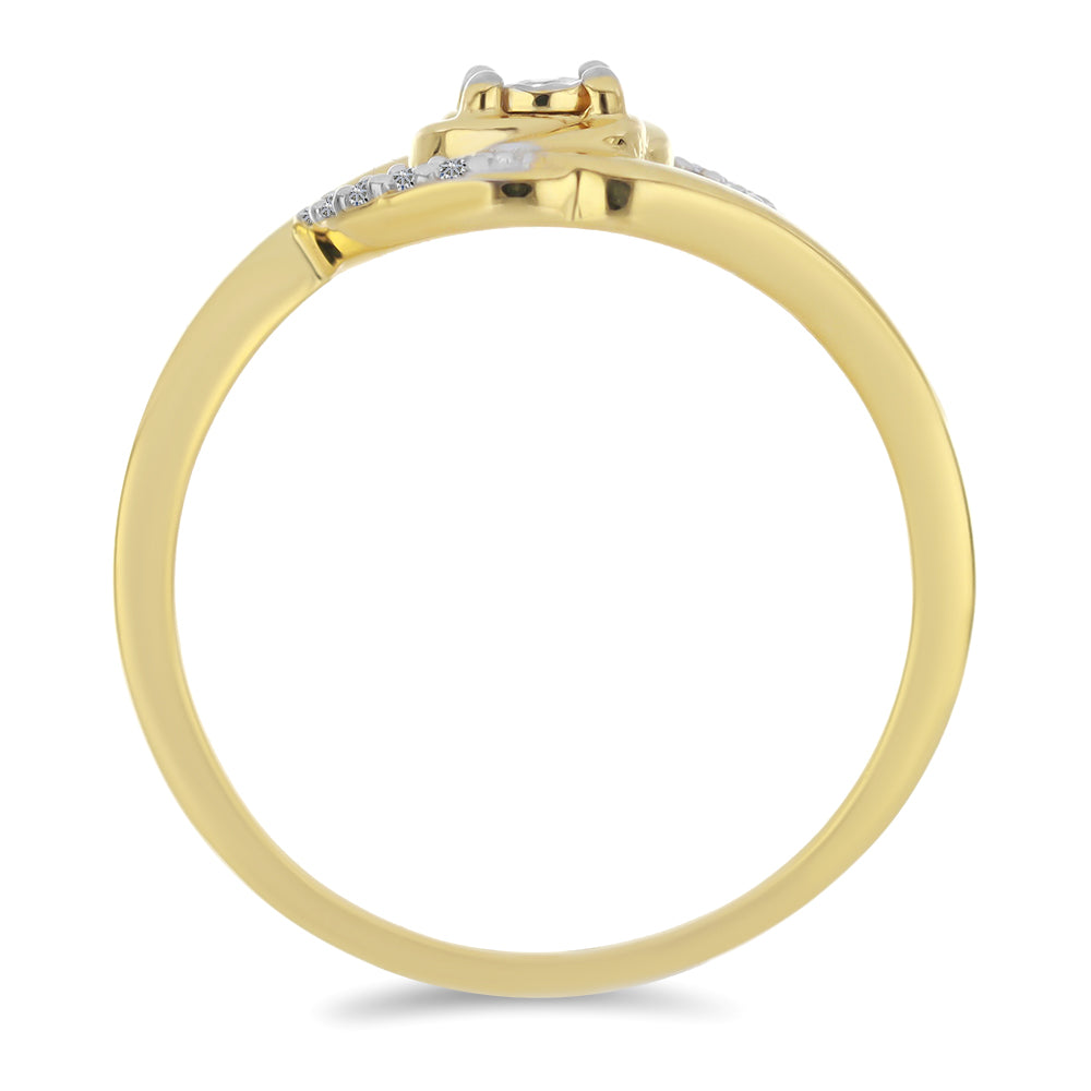 Goldplattierter Silberring mit weißem Diamant und weißem Zirkon