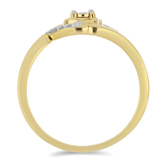 Goldplattierter Silberring mit weißem Diamant und weißem Zirkon