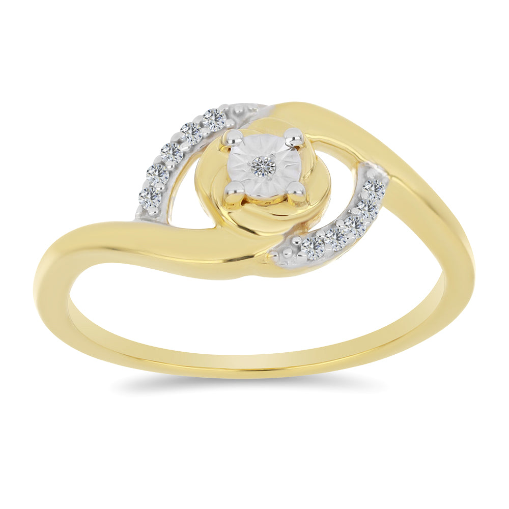 Goldplattierter Silberring mit weißem Diamant und weißem Zirkon 3 