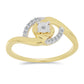 Goldplattierter Silberring mit weißem Diamant und weißem Zirkon