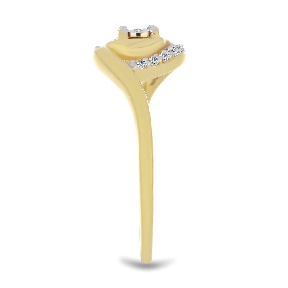 Goldplattierter Silberring mit weißem Diamant und weißem Zirkon