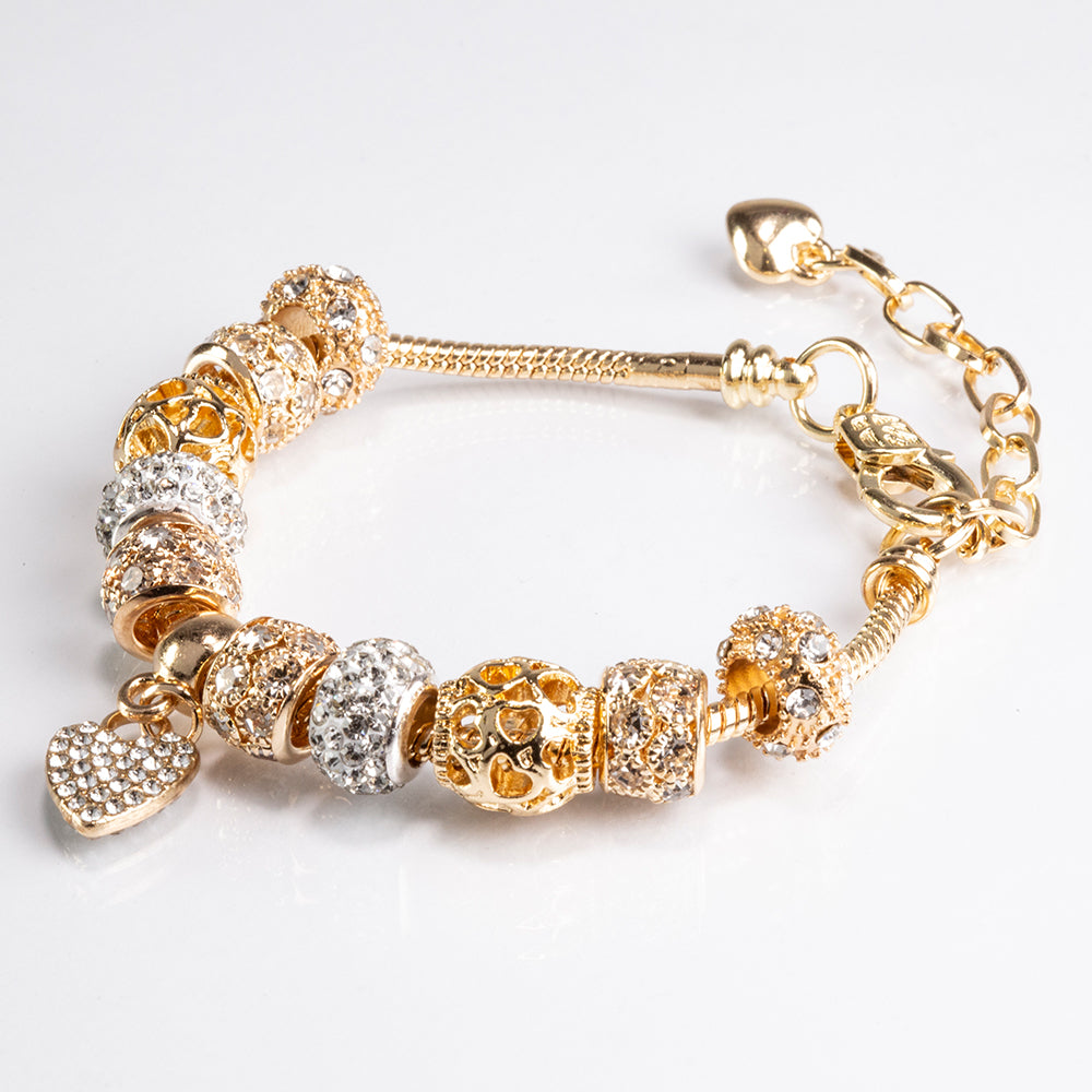 Armband aus goldplattiertesr Legierung mit weißem Emporia® Kristall 2 