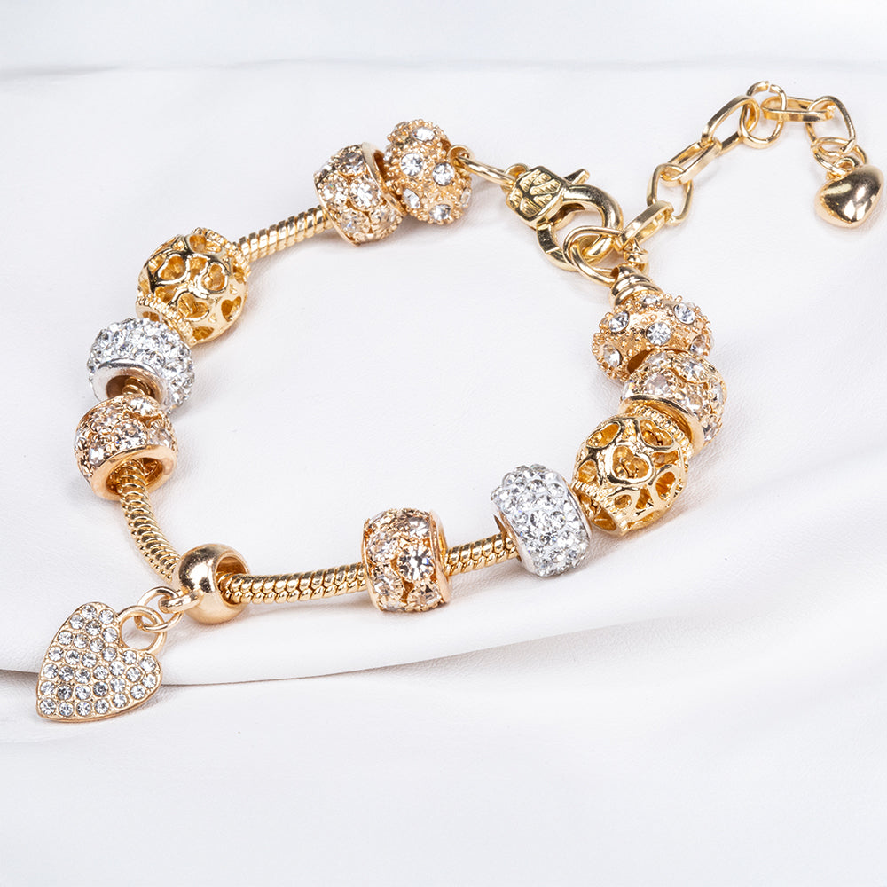 Armband aus goldplattiertesr Legierung mit weißem Emporia® Kristall 8 