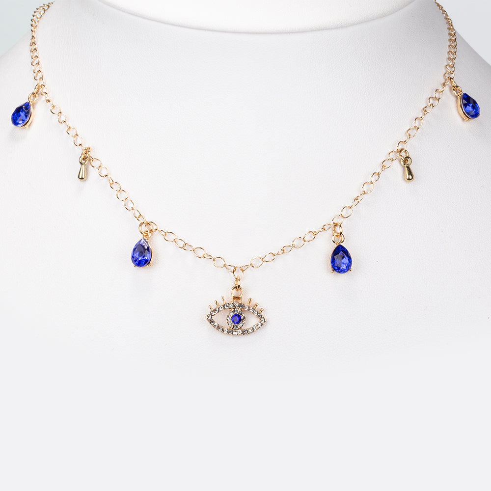Halskette aus goldplattierter Legierung mit blauem Emporia®-Kristall