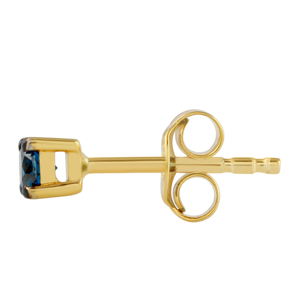 Goldplattierte Silberohrringe mit blauem Diamant 2 
