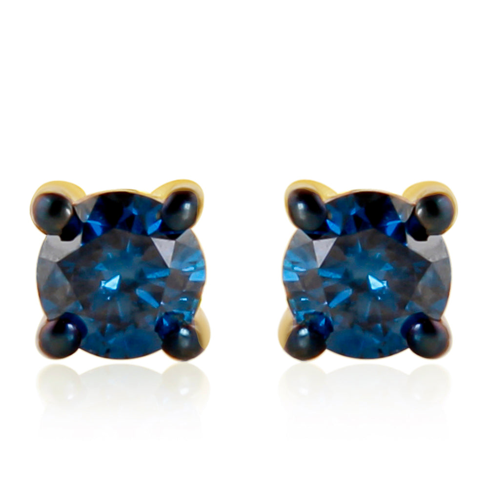 Goldplattierte Silberohrringe mit blauem Diamant