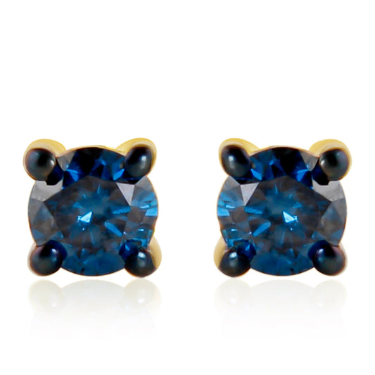 Goldplattierte Silberohrringe mit blauem Diamant
