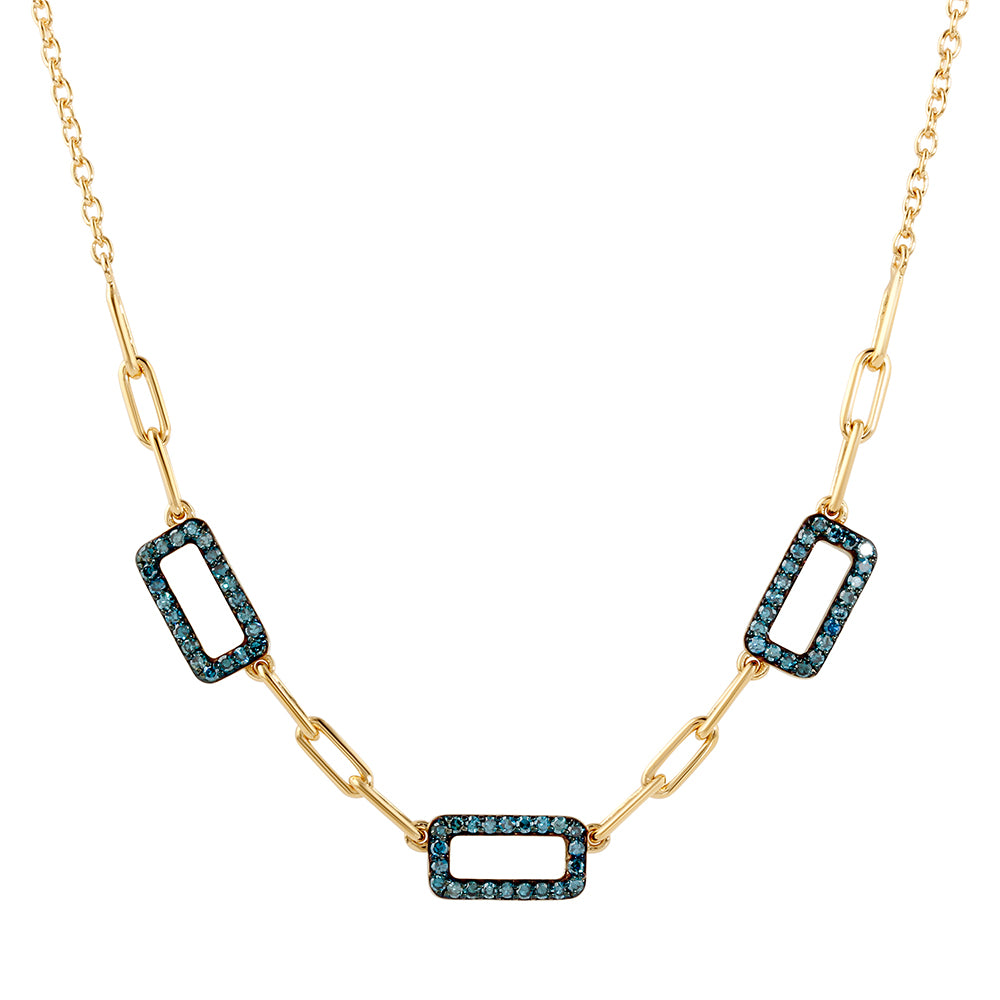 Goldplattierte Silberhalskette mit blauem Diamant 1 