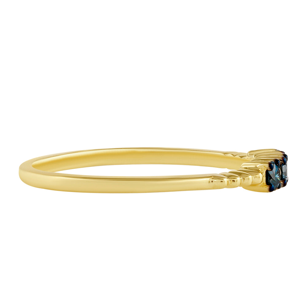 Goldplattierter Silberring mit blauem Diamant 2 