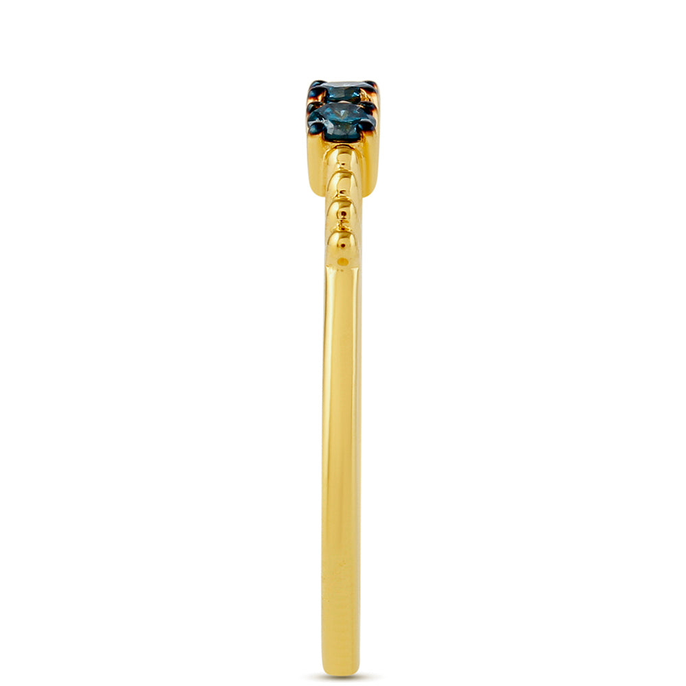 Goldplattierter Silberring mit blauem Diamant